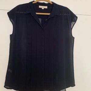 Loft Navy button down blouse